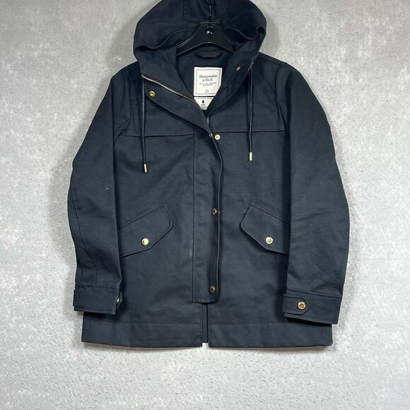 Abercrombie & Fitch Jacket Hooded Women’s XS Black Waterproof Wind Resistant - Picture 1 of 11